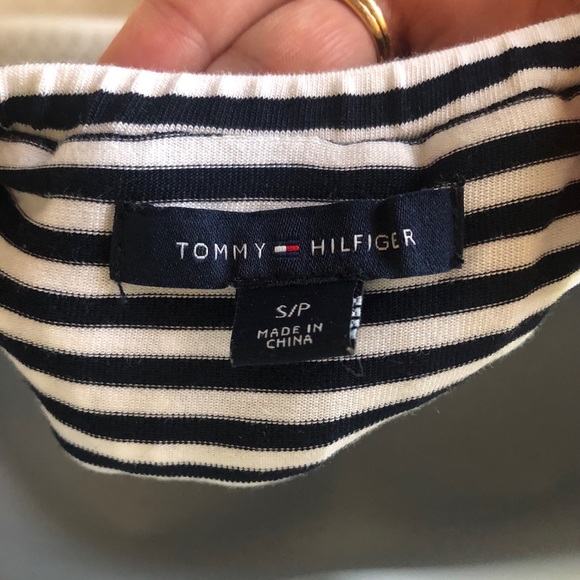 Tommy Hilfiger Navy Striped off Shoulder dress s - Picture 3 of 3